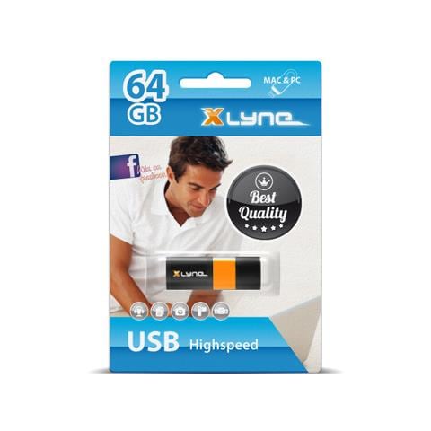 Wave USB 2.0 64GB, USB 2.0, Type-A, Cuffia, Nero, Arancione - Foto 1